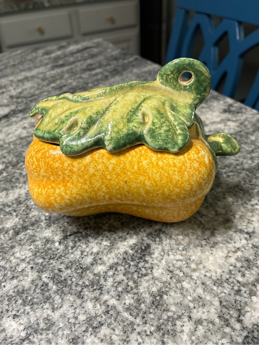 Vintage Vietri made in Italy Majolica hand painted lidded squash dish